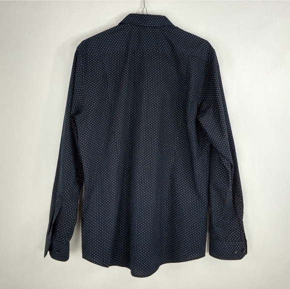 H&M Dotted Button-Up Dark Blue Men's Shirt Size M - Picture 2 of 3